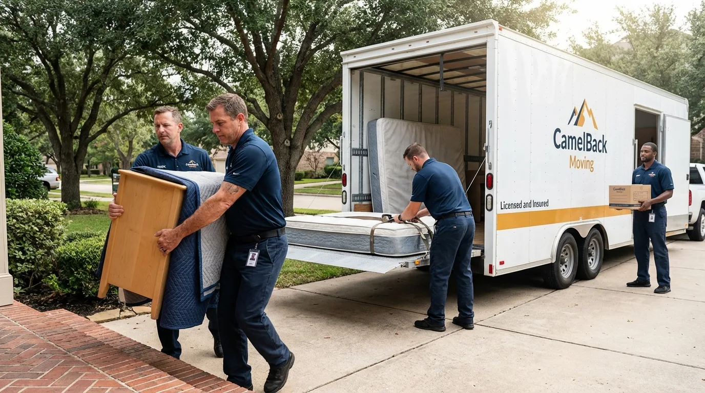 Crew loading residential truck for cross-state move from Hyannis, NE