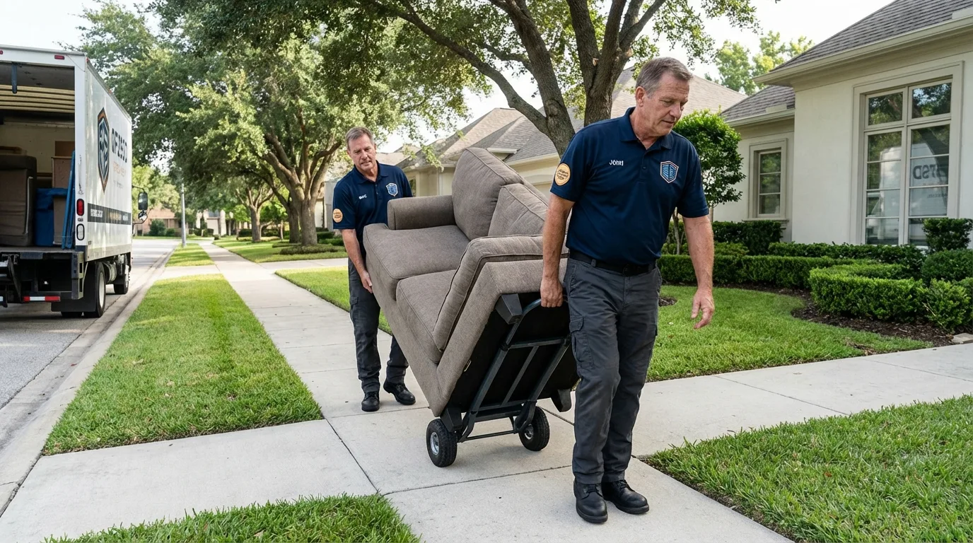 Local residential moving crew loading furniture in Hyannis, NE